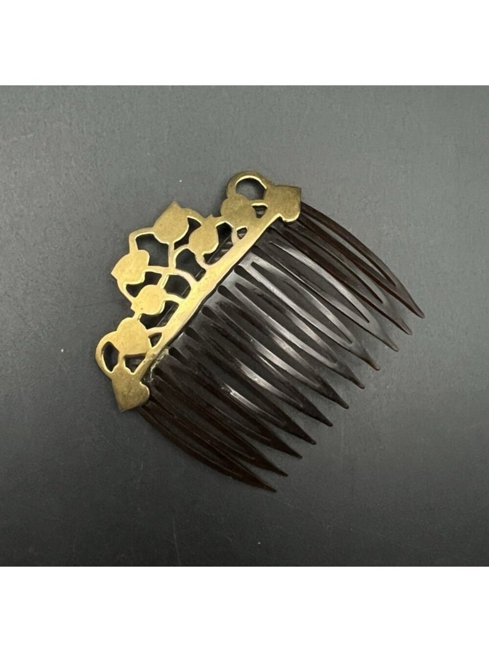 Antique Gold Washed Sterling Silver Floral Openwork Hair Comb Accessory